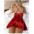 Heart Print Slip Nightdress Casual Crew Neck Mini Sleepwear