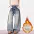 High Waist Thermal Baggy Jeans for Women