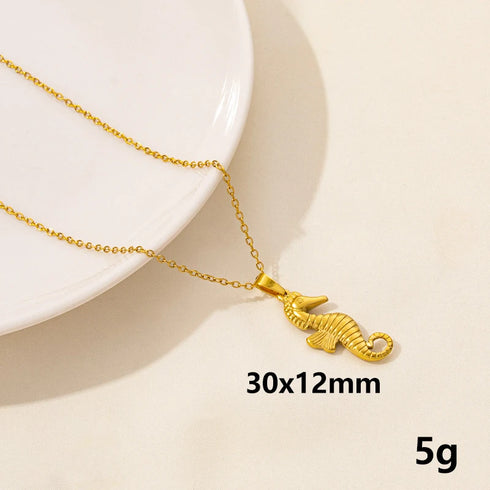Stainless Steel Textured Starfish Pendant Necklace