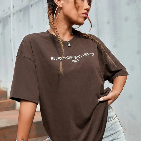 Everything Has Beauty Oversized Cotton Tee for Women