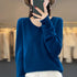 100% Merino Wool V-Neck Pullover Sweater for Women