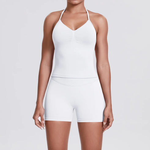 Yoga Shorts Set with Built-In Bra for Women