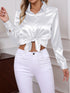 Elegant Turn-down Collar Button-front Satin Long Sleeve Women's Shirt for Daily Commute And Business Casual Wear