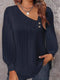 Plus Size Long Sleeve Button-Up Shirt with Skew Collar