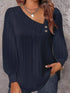 Plus Size Long Sleeve Button-Up Shirt with Skew Collar