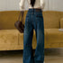 Women's High Waist Wide Leg Denim Jeans in Navy