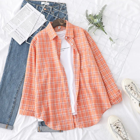Casual Women's Flannel Plaid Shirt - Autumn Collection