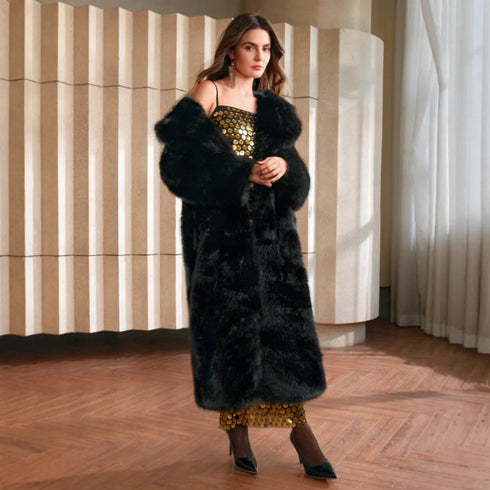 Eco Faux Fur Coat for Women - Stylish Gradient Jacket