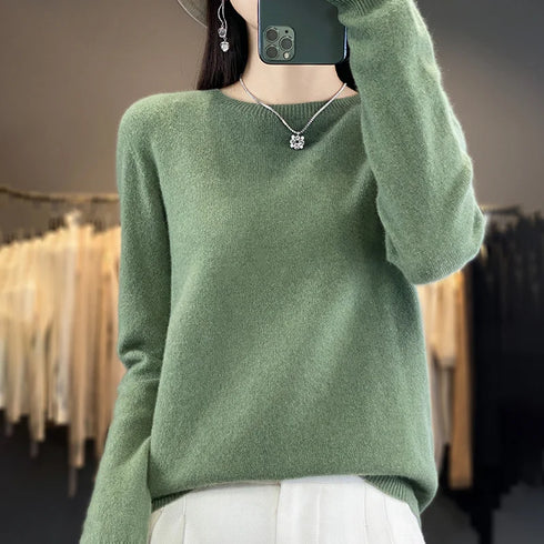 100% Merino Wool Long Sleeve Sweater for Women
