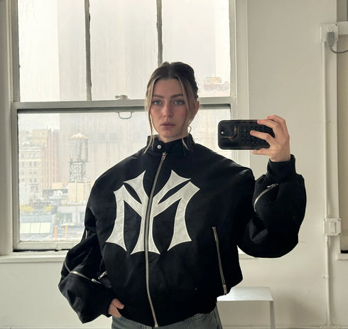 Unisex Black Zip-Up Hoodie with Embroidery Detail