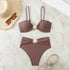 High Waist Bandeau Bikini Set in Purple