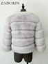 Elegant Faux Fur Coat in Black and White for Women