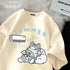 Summer Japanese Cartoon Cute Cat Funny Printed Short-sleeved T-shirt for Ladies and Boys Same Loose Casual Large-size Top