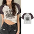 Casual O-Neck Short Sleeve Letter Print Crop Top