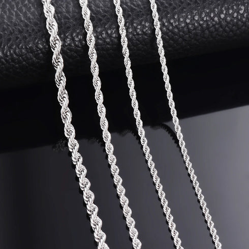 925 Sterling Silver Rope Chain Bracelet - Unisex Fashion Accessory
