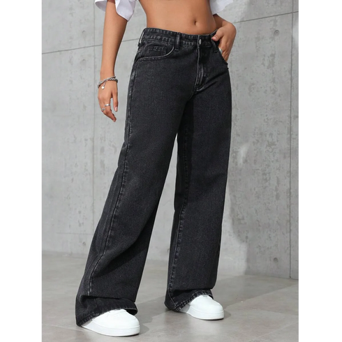 Plus Size Wide Leg Denim Jeans for Women
