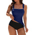 Halter Neck High-Waisted Tankini Set with Scalloped Trim