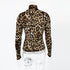 Women's Long-Sleeved Leopard Print Turtleneck Top