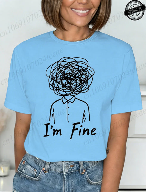 Harajuku I'm Fine Graphic T-Shirt for Women
