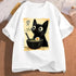 Cat Ramen Pattern Cute Kitten Eating Noodles Women's Print Summer T-shirt Fashion Retro puls si Outfit aesthetic clothes Y2K top