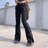 Black Punk Y2K Grunge Bootcut Pants for Women