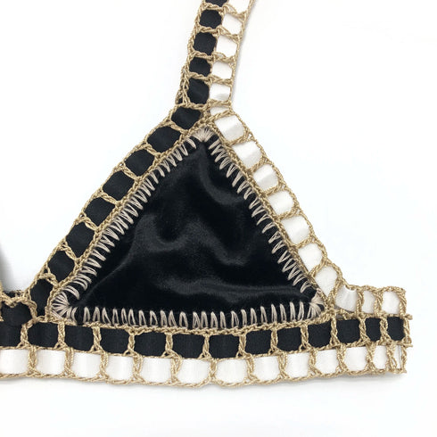 Pink Crochet Triangle Bikini Set