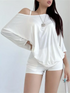 Solid Oversized T-shirt with Batwing Sleeves