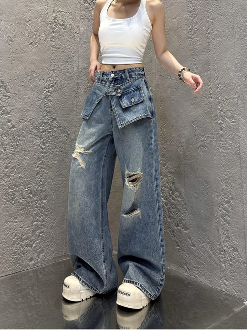 Chic Wide Leg Denim Jeans for Women