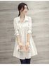 White Casual Oversized Blouses Women 2024 Autumn Korean Fashion Mid Length Winter Loose Long Sleeves Femal Blouses