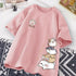 Summer Trendy Simple Cat Printed Short-sleeved T-shirt for Ladies and Boys Same Loose Casual Large-size Top