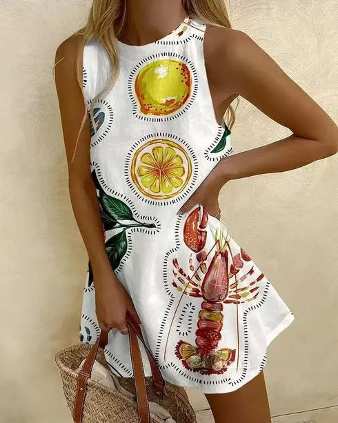 Women’s Puzzle Print Sleeveless Mini Dress
