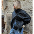 MUJER Black Faux Leather Bomber Jacket for Women