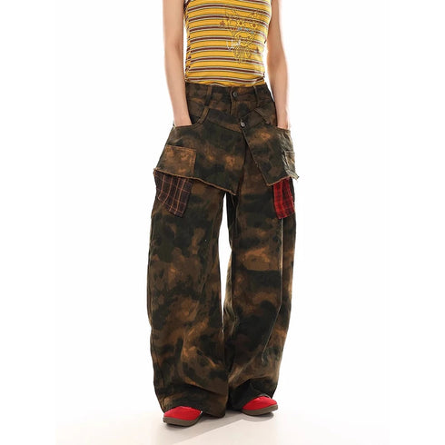 ZHIZOU Women's High Waist Camouflage Cargo Pants