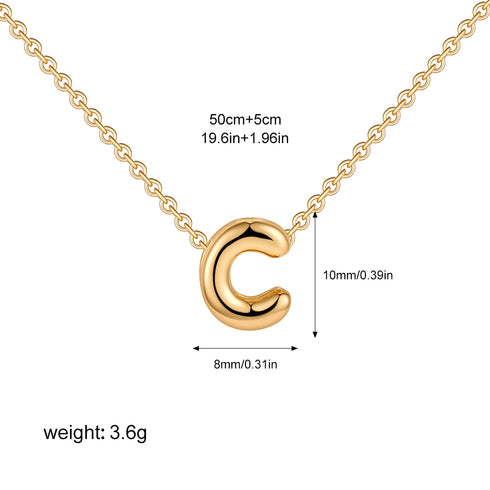 3D Bubble Initial A-Z Mini Necklace - Gold Plated