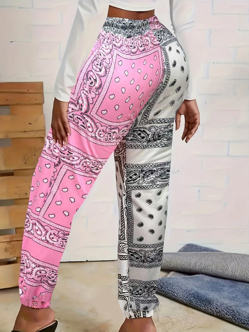 Plus Size Geometric Print Ankle-Length Pants
