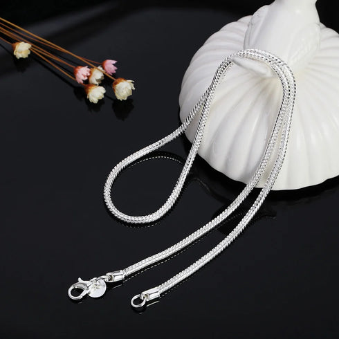 925 Sterling Silver Solid Snake Chain Necklace 40-75cm
