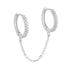 Stainless Steel Link Chain Hoop Earrings with Zirconia