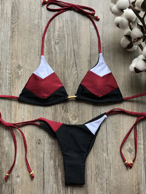 Multicolour Push Up Ribbed Bikini Set