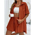 Solid Colour Casual Loose Short Pants Set for Women