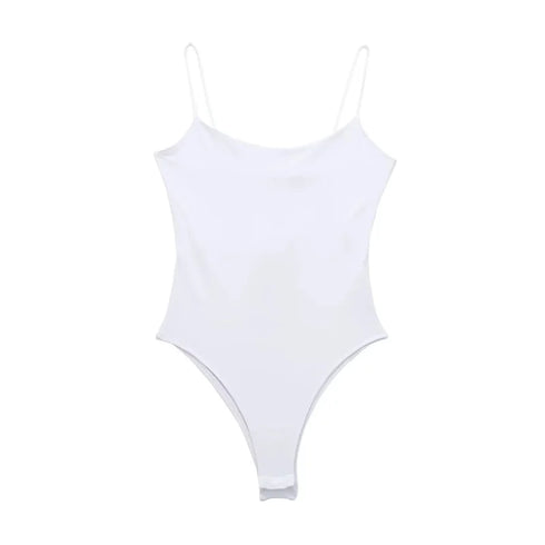TRAF White & Black Sleeveless Bodycon Bodysuit