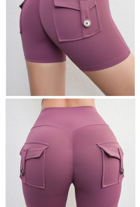 Peach Butt Fitness Cargo Shorts for Women