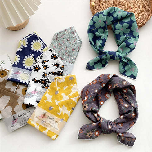 55cm Laies Cotton Linen Square Scarf for Women