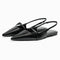 Slingback Flat Bottom Black Leather Women’s Sandals