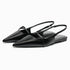 Slingback Flat Bottom Black Leather Women’s Sandals