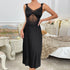Women's Black V-Neck Lace Detail Night Dress