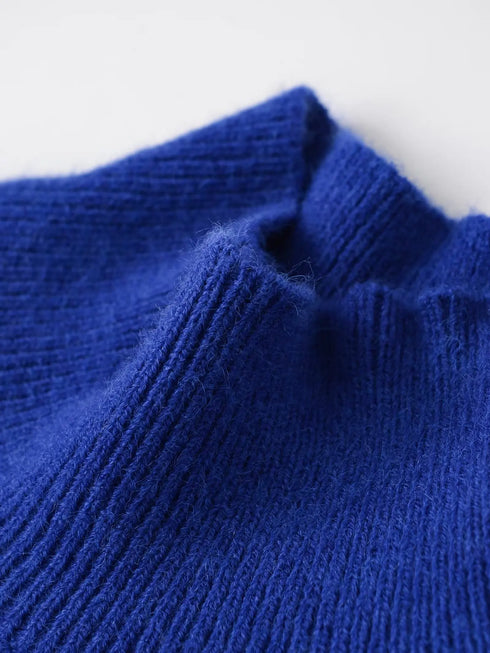 Casual Knitted Oversized Sweater with Mock Neck