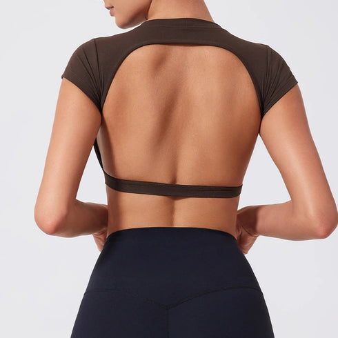 Ctenkevet Women's Yoga Crop Top with Back Detail