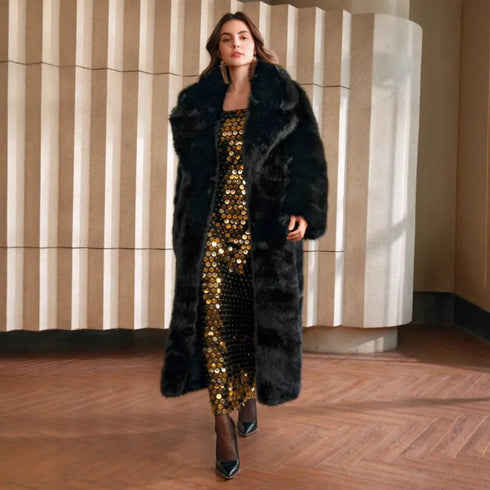 Eco Faux Fur Coat for Women - Stylish Gradient Jacket