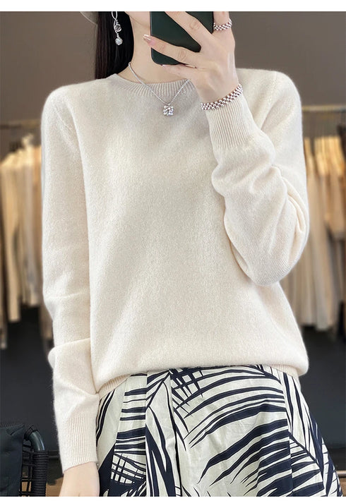 100% Merino Wool Long Sleeve Sweater for Women