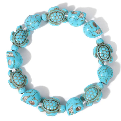 Hot Selling Sea Turtles Beads Bracelet Turquoise Skull Stretch Jewelry